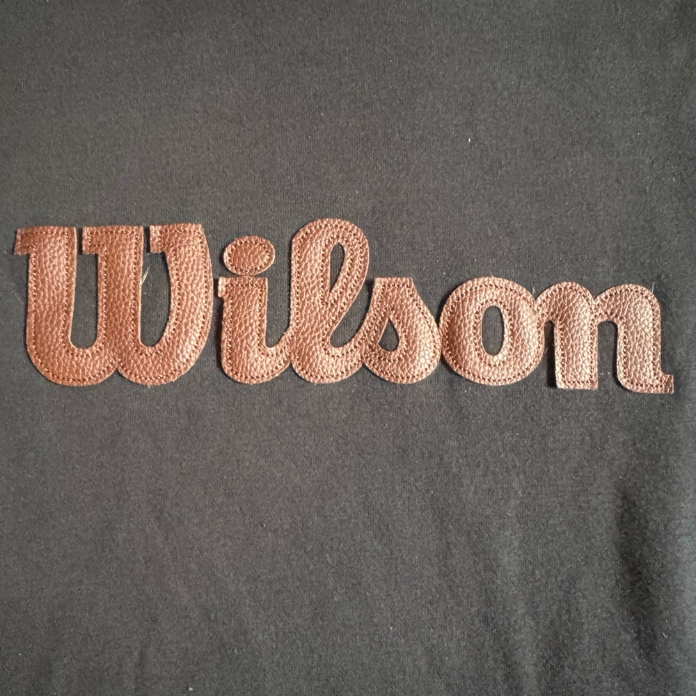 Wilson Black and Brown faux leather Logo unisex kids Hoodie - Picture 3 of 7